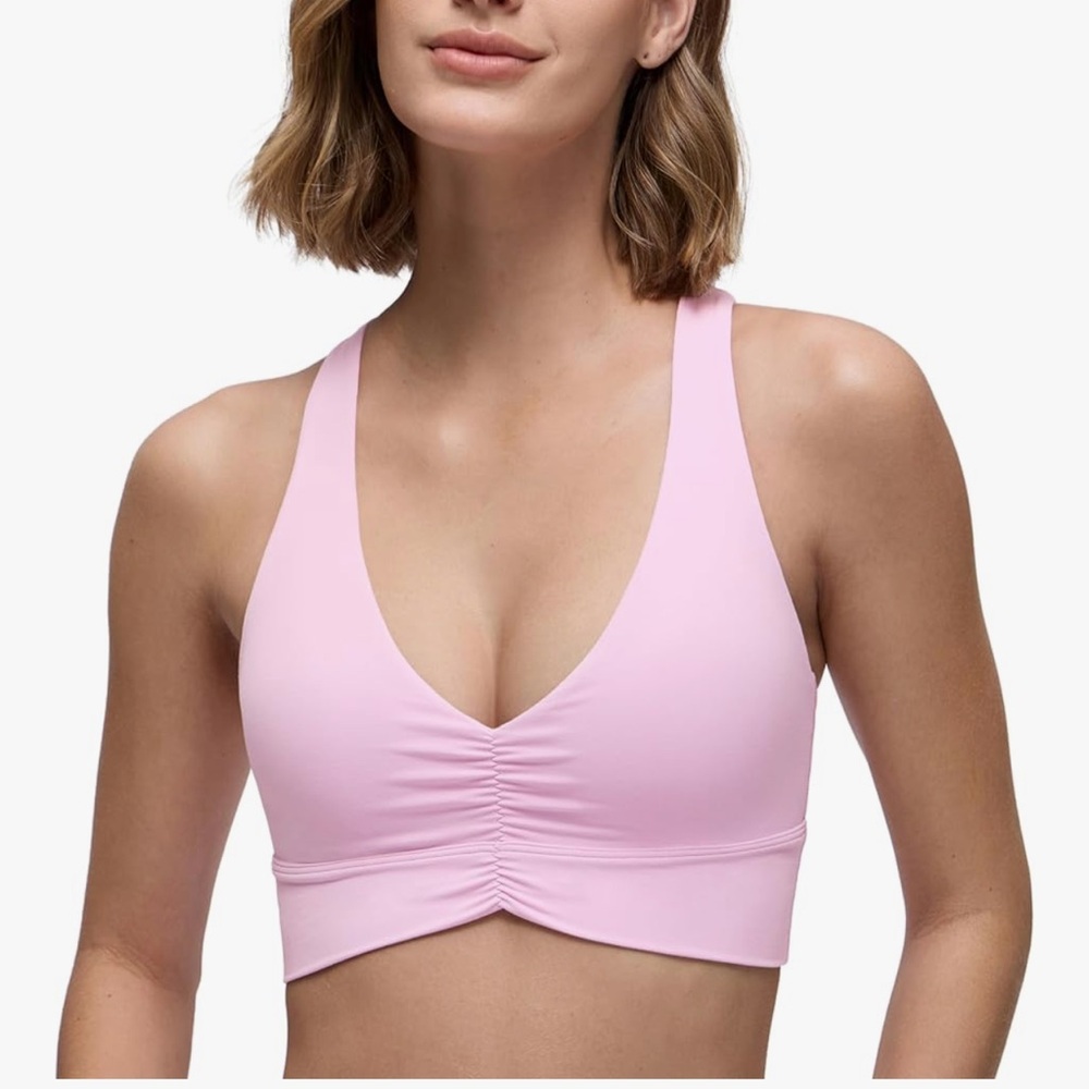 CRZ Yoga Ruched V-Neck Bra - Vita Pink